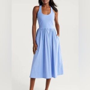 Sweaty Betty Explorer Ribbed Racerback Dress Small Cornflower Blue